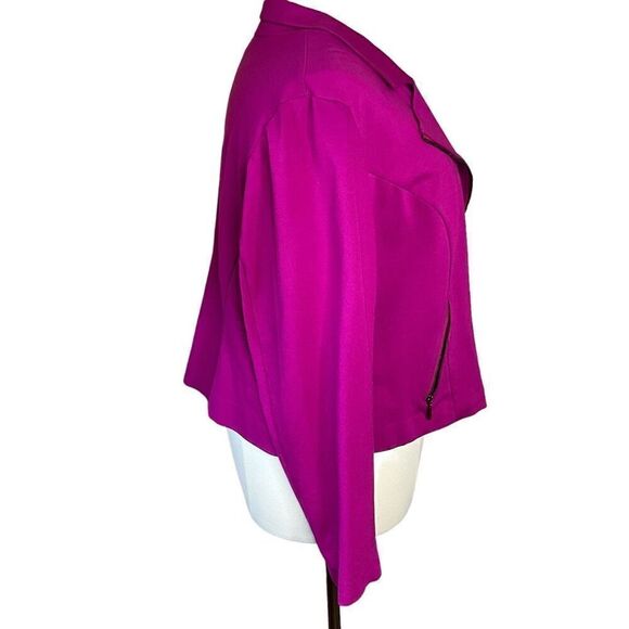 Lane Bryant Womens Plus 28 4X Ponte Moto Jacket Pink Asymmetrical Zip Stretch - Picture 8 of 15